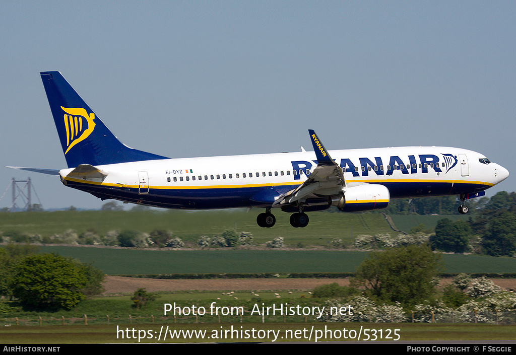 Aircraft Photo of EI-DYZ | Boeing 737-8AS | Ryanair | AirHistory.net #53125