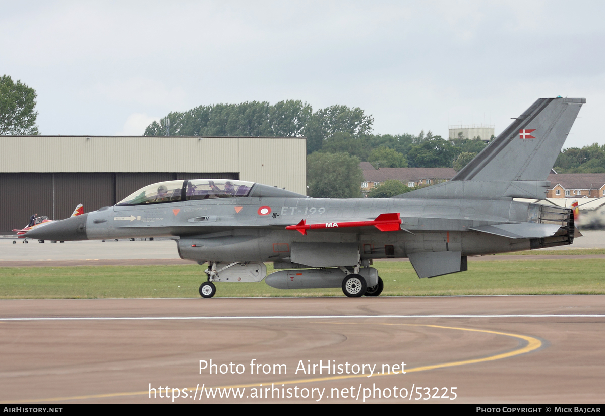 Aircraft Photo of ET-199 | General Dynamics F-16B Fighting Falcon | Denmark - Air Force | AirHistory.net #53225