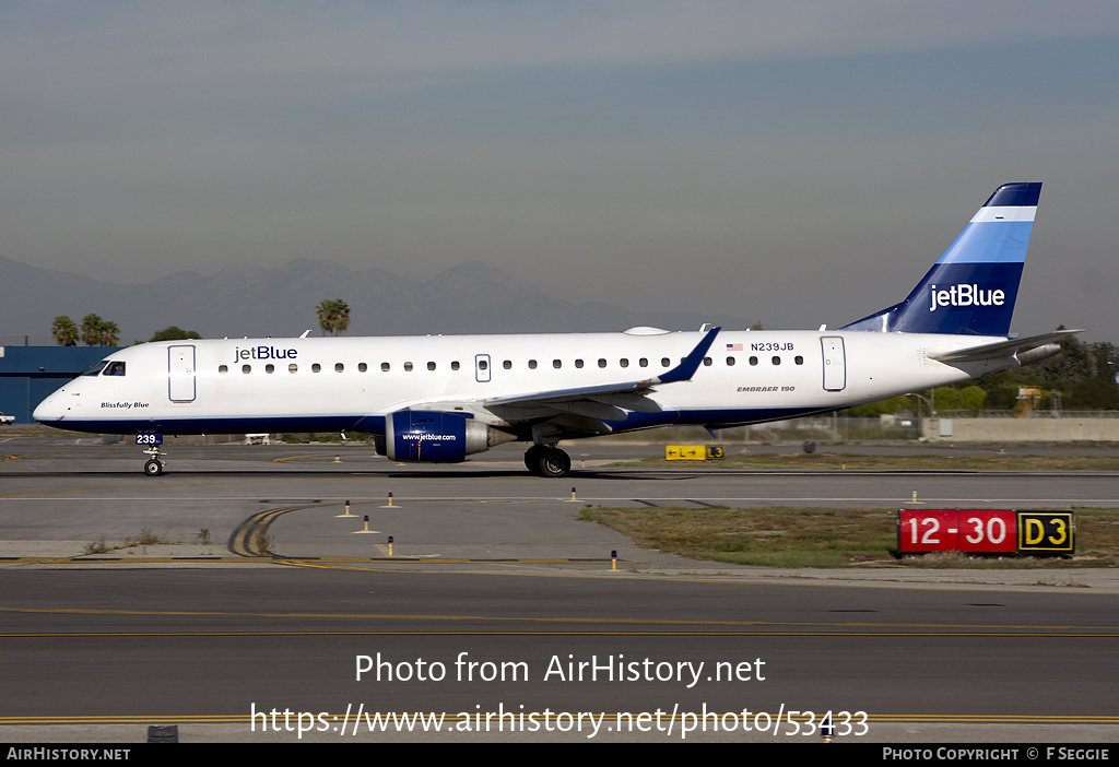 Aircraft Photo of N239JB | Embraer 190AR (ERJ-190-100IGW) | JetBlue Airways | AirHistory.net #53433