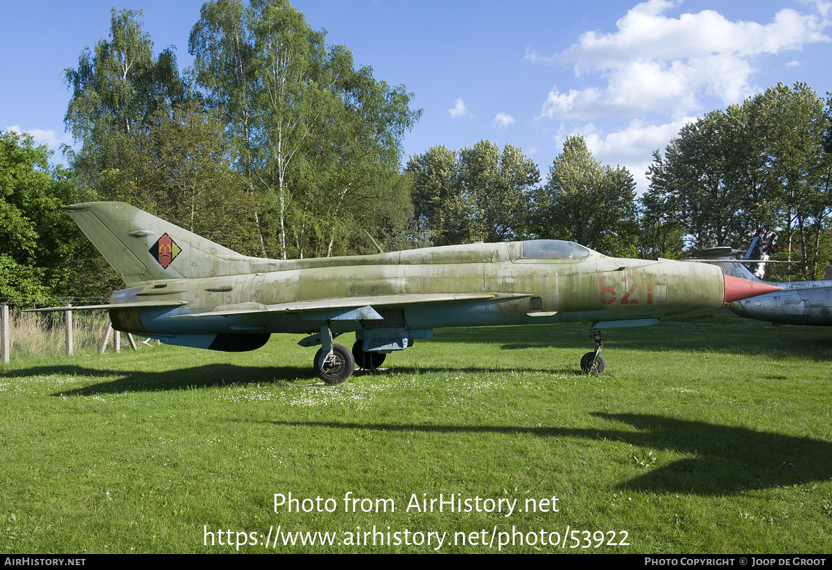 Aircraft Photo of 821 | Mikoyan-Gurevich MiG-21PF | East Germany - Air Force | AirHistory.net #53922