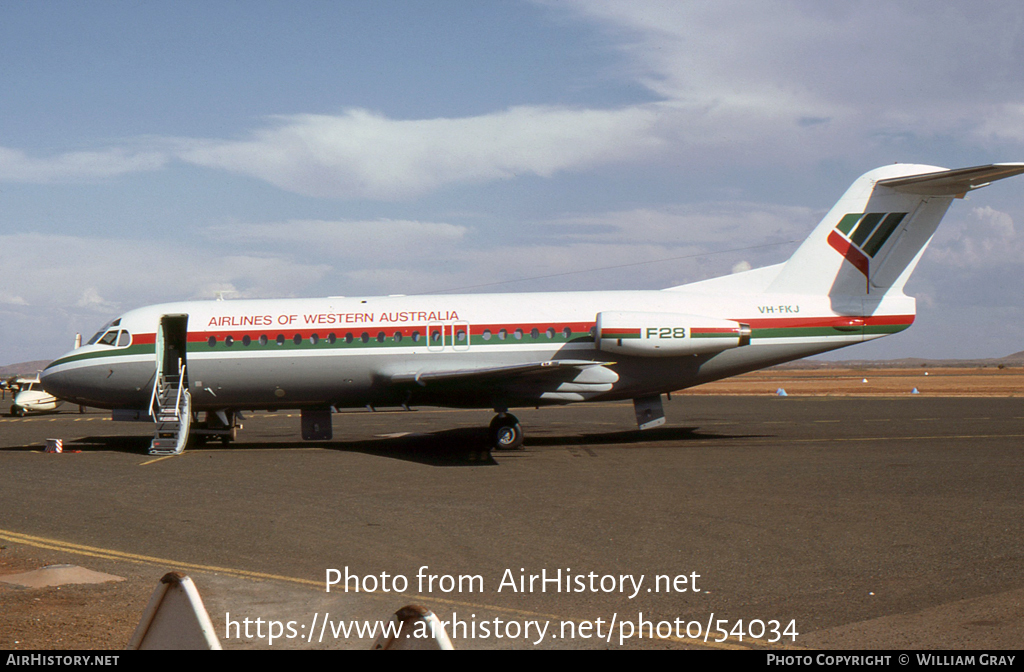 Aircraft Photo of VH-FKJ | Fokker F28-4000 Fellowship | Airlines of Western Australia | AirHistory.net #54034