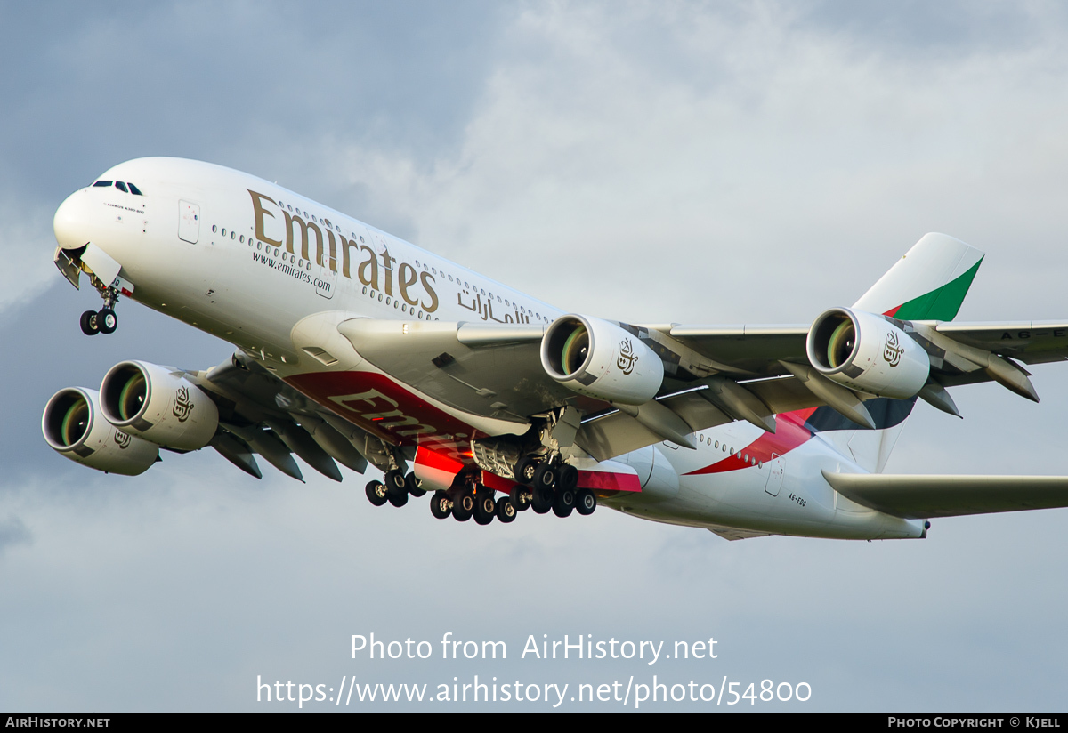 Aircraft Photo of A6-EDQ | Airbus A380-861 | Emirates | AirHistory.net #54800