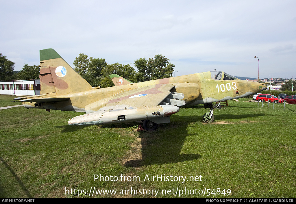 Aircraft Photo of 1003 | Sukhoi Su-25K | Czechia - Air Force | AirHistory.net #54849