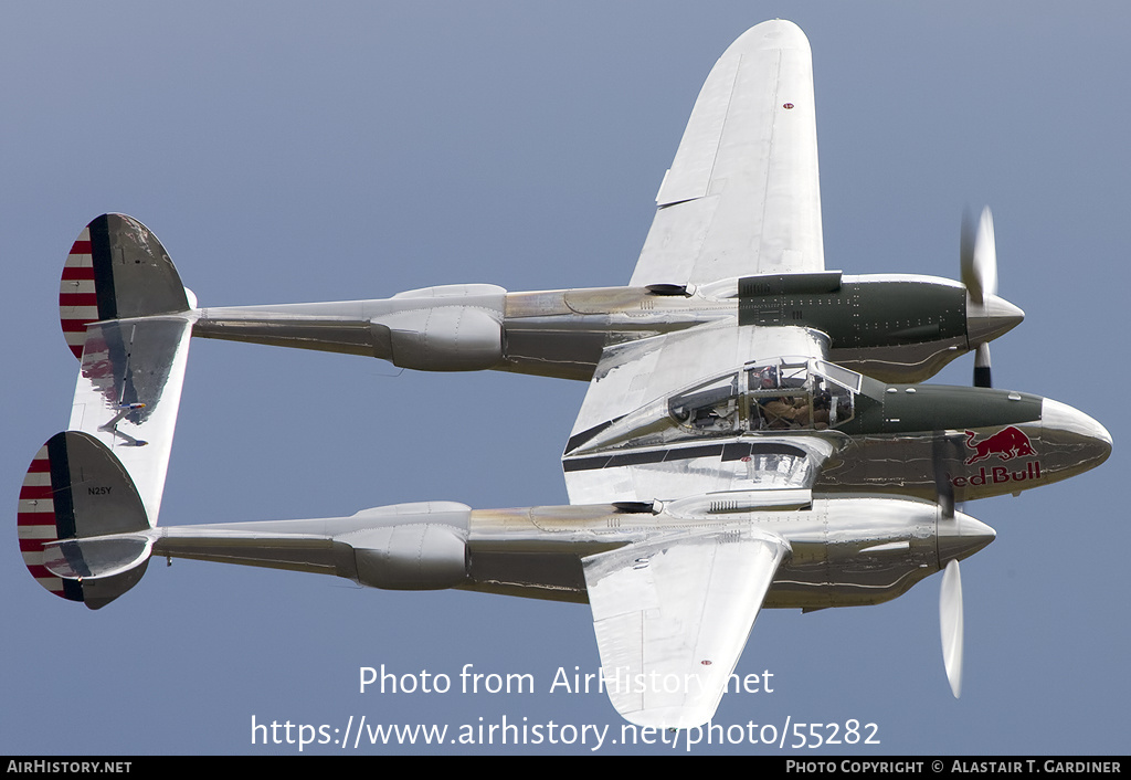 Aircraft Photo of N25Y | Lockheed P-38L Lightning | Red Bull | AirHistory.net #55282