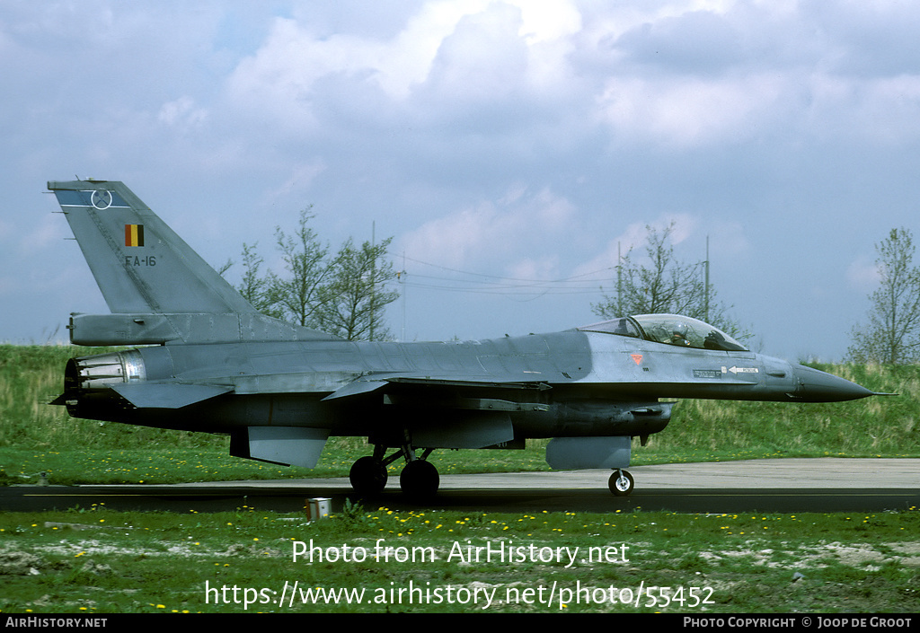 Aircraft Photo of FA-16 | General Dynamics F-16A Fighting Falcon | Belgium - Air Force | AirHistory.net #55452