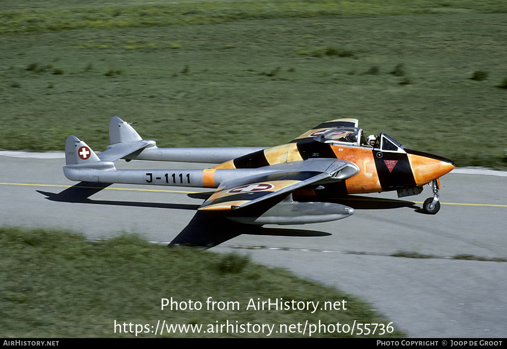 Aircraft Photo of J-1111 | De Havilland D.H. 100 Vampire FB6 | Switzerland - Air Force | AirHistory.net #55736