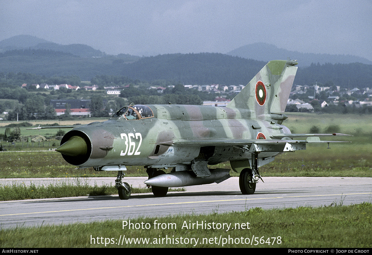 Aircraft Photo of 362 | Mikoyan-Gurevich MiG-21bis | Bulgaria - Air Force | AirHistory.net #56478