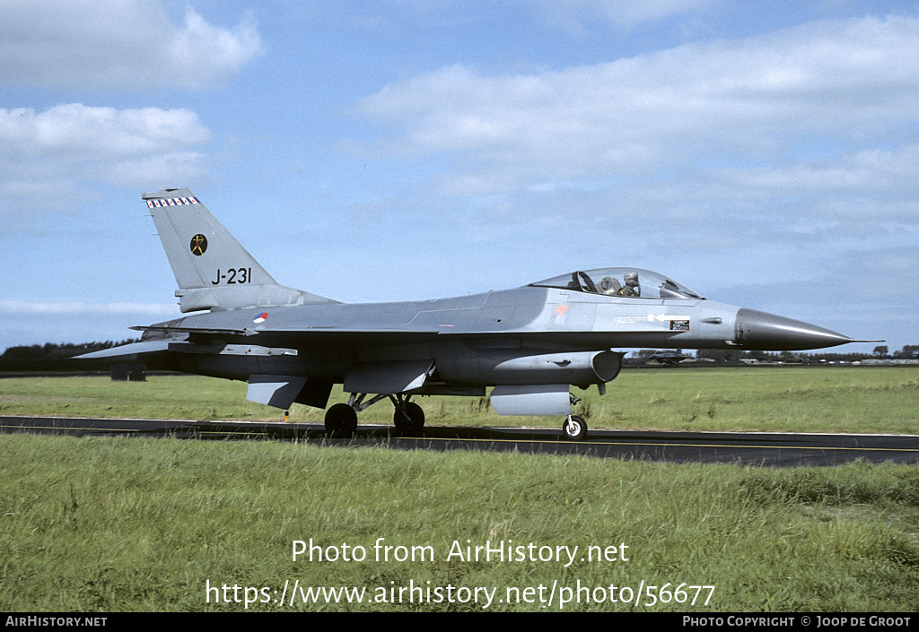 Aircraft Photo of J-231 | General Dynamics F-16A Fighting Falcon | Netherlands - Air Force | AirHistory.net #56677