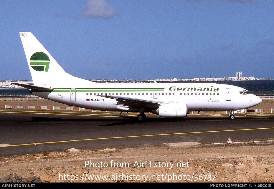 Aircraft Photo of D-AGEQ | Boeing 737-75B | Germania | AirHistory.net #56737