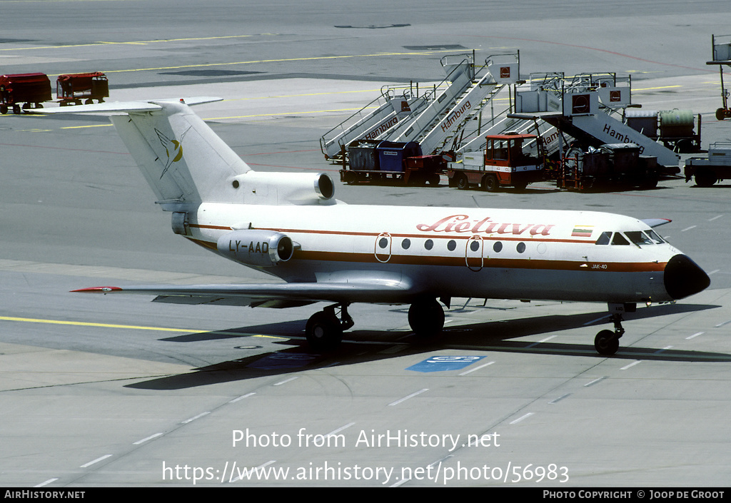 Aircraft Photo of LY-AAD | Yakovlev Yak-40 | Aviakompanija Lietuva | AirHistory.net #56983