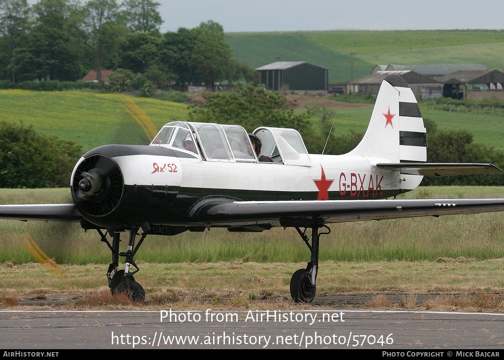 Aircraft Photo of G-BXAK | Yakovlev Yak-52 | Soviet Union - Air Force | AirHistory.net #57046