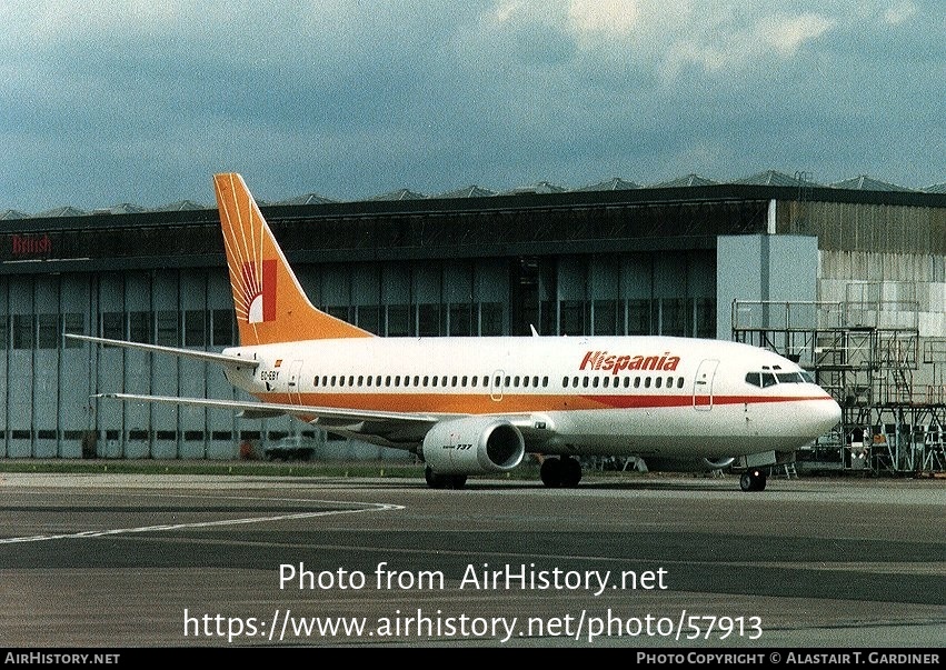 Aircraft Photo of EC-EBY | Boeing 737-3Y0 | Hispania Líneas Aéreas | AirHistory.net #57913