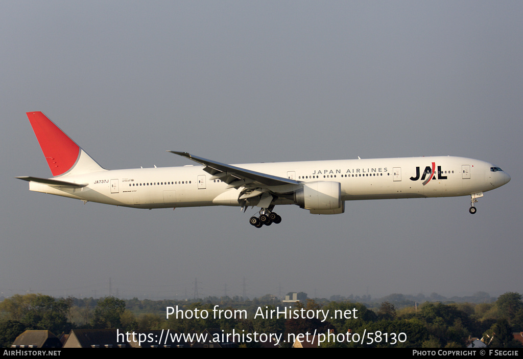 Aircraft Photo of JA737J | Boeing 777-346/ER | Japan Airlines - JAL | AirHistory.net #58130