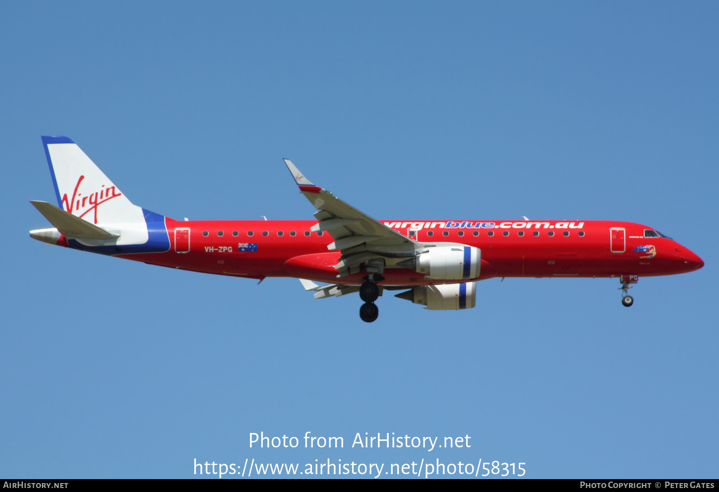 Aircraft Photo of VH-ZPG | Embraer 190AR (ERJ-190-100IGW) | Virgin Blue Airlines | AirHistory.net #58315