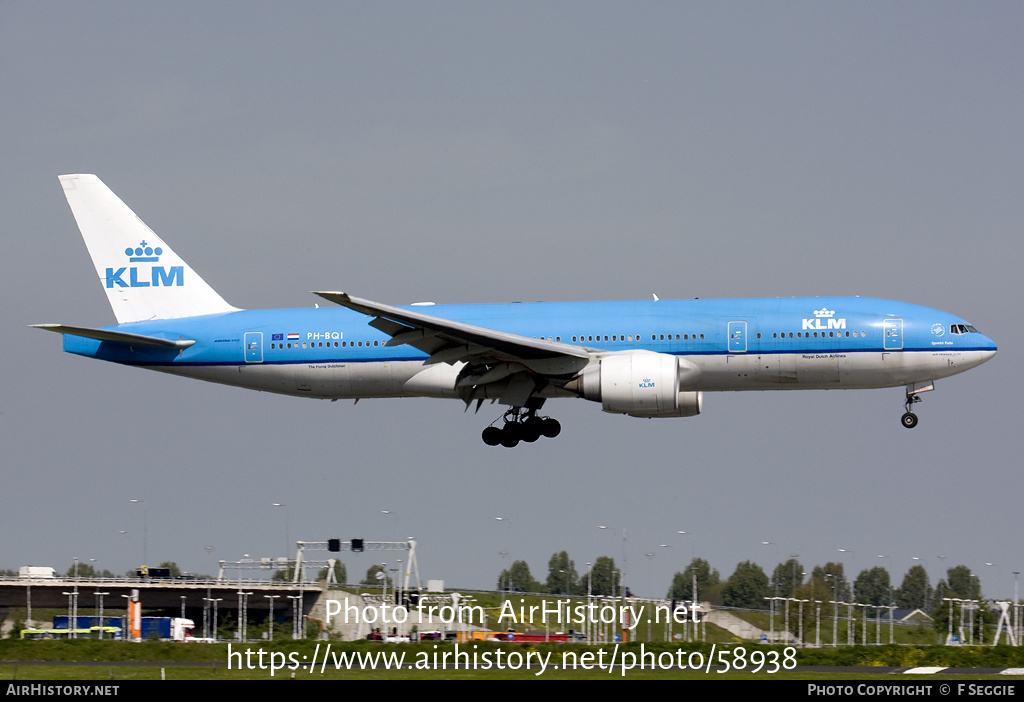 Aircraft Photo of PH-BQI | Boeing 777-206/ER | KLM - Royal Dutch Airlines | AirHistory.net #58938