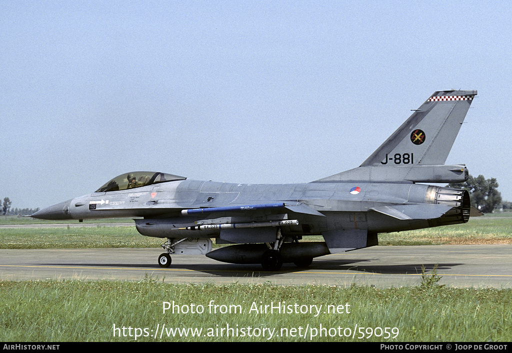 Aircraft Photo of J-881 | General Dynamics F-16A Fighting Falcon | Netherlands - Air Force | AirHistory.net #59059