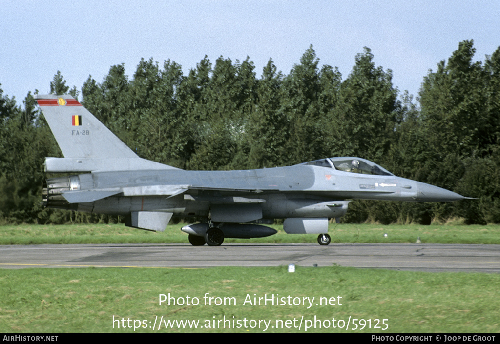 Aircraft Photo of FA-28 | General Dynamics F-16A Fighting Falcon | Belgium - Air Force | AirHistory.net #59125