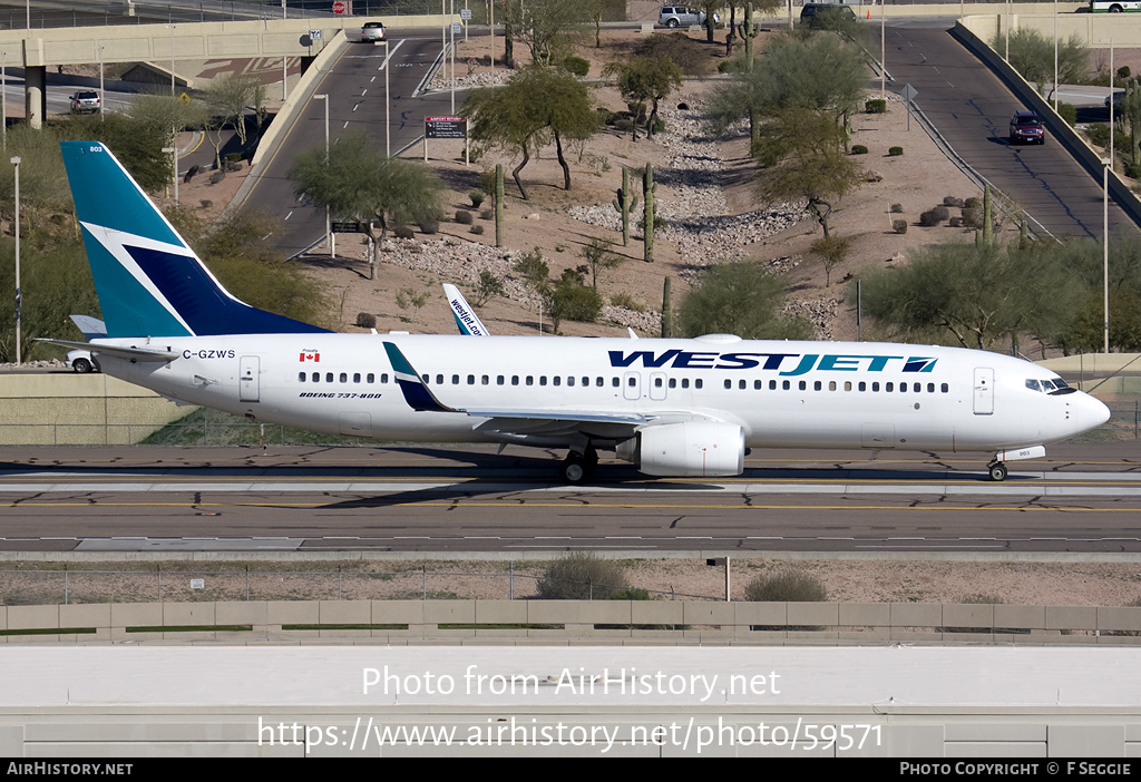 Aircraft Photo of C-GZWS | Boeing 737-8CT | WestJet | AirHistory.net #59571