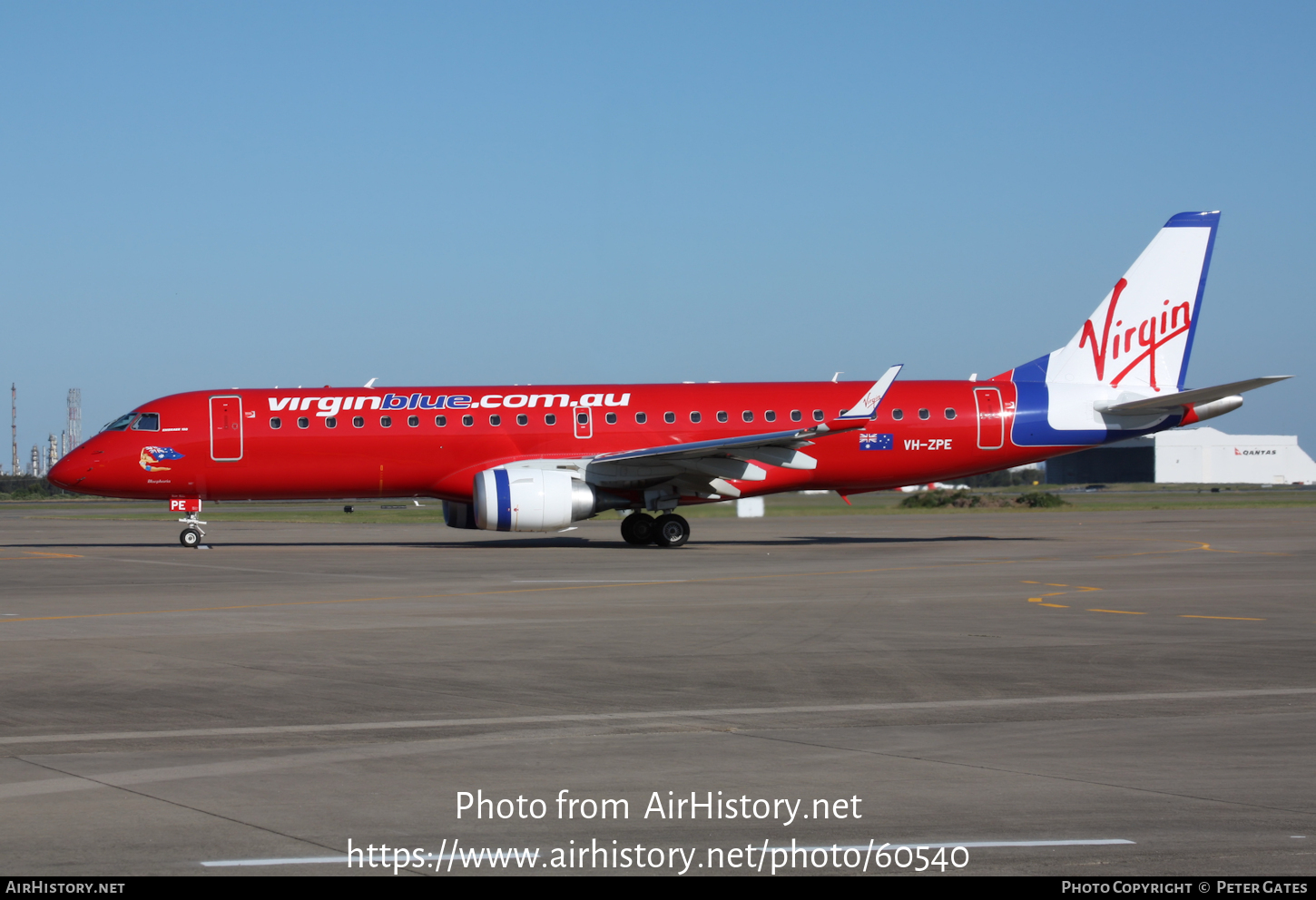 Aircraft Photo of VH-ZPE | Embraer 190AR (ERJ-190-100IGW) | Virgin Blue Airlines | AirHistory.net #60540