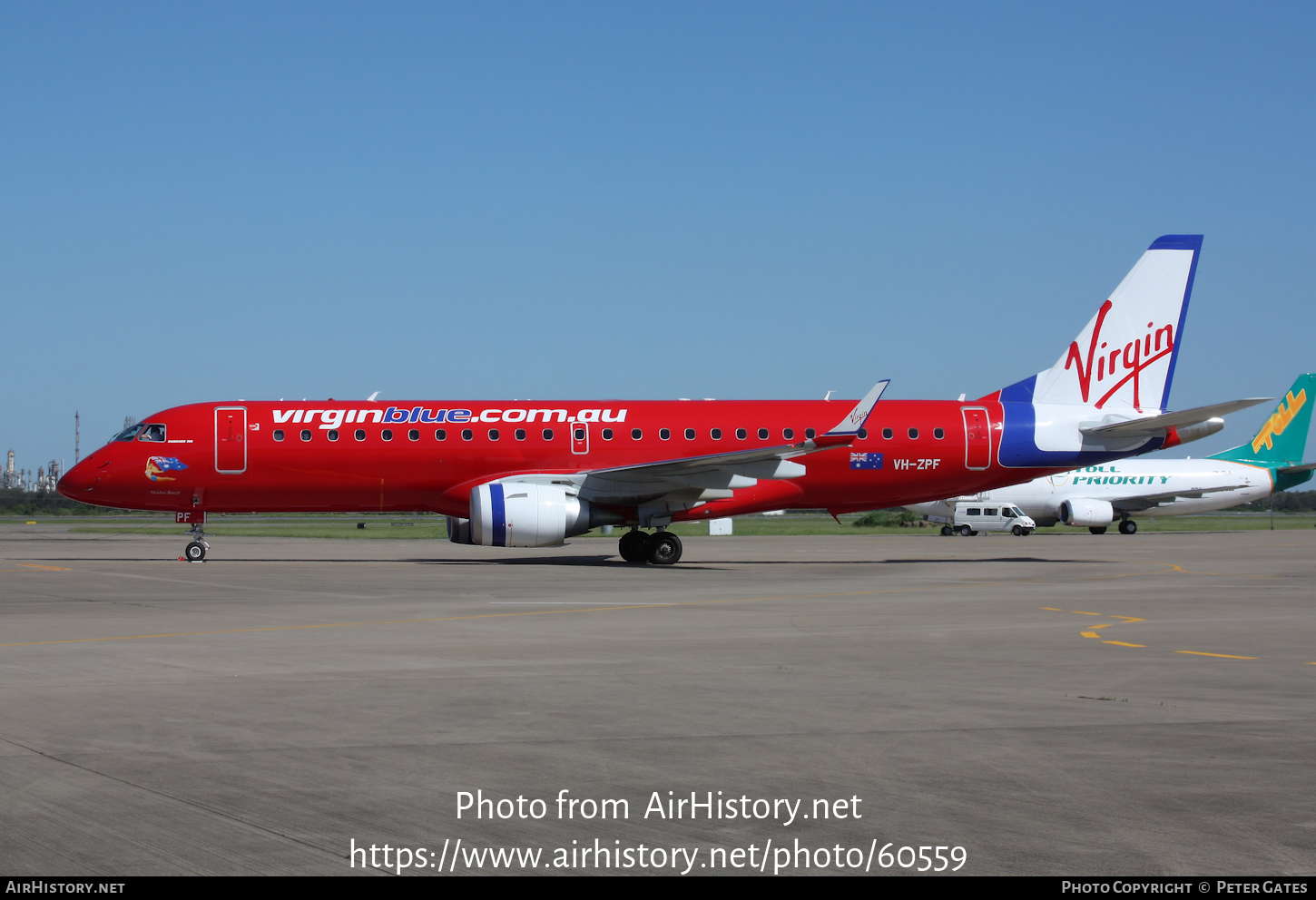 Aircraft Photo of VH-ZPF | Embraer 190AR (ERJ-190-100IGW) | Virgin Blue Airlines | AirHistory.net #60559