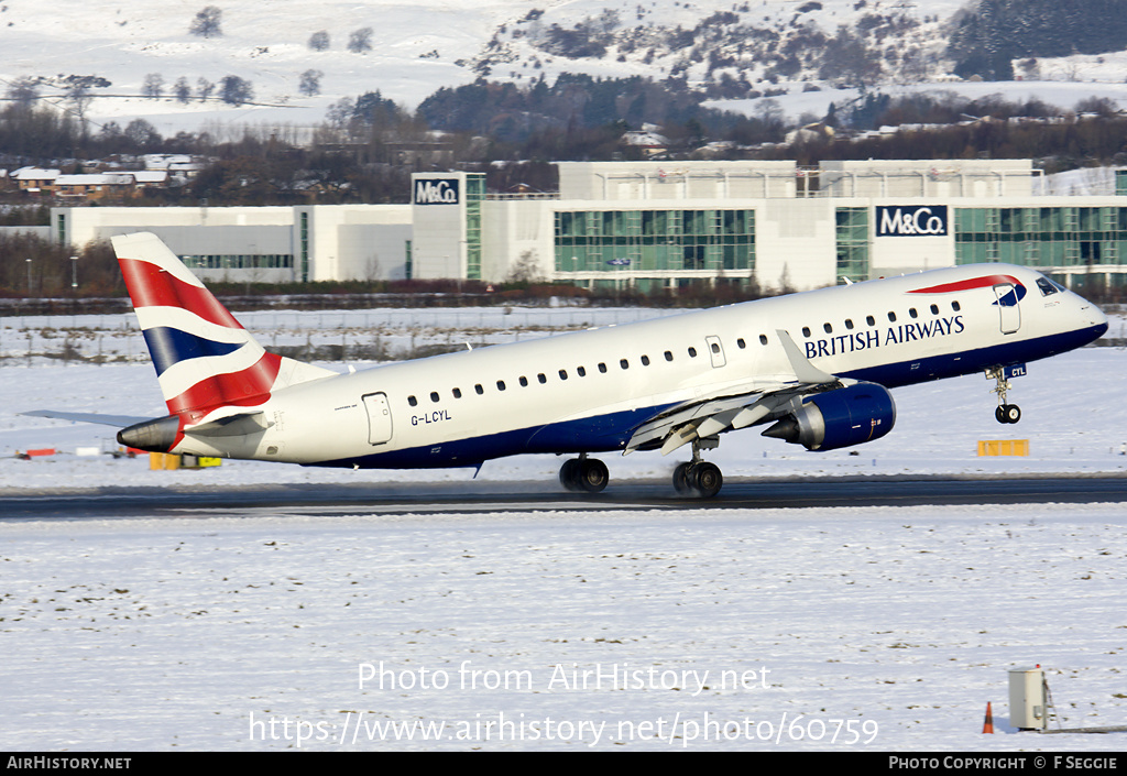 Aircraft Photo of G-LCYL | Embraer 190SR (ERJ-190-100SR) | British Airways | AirHistory.net #60759