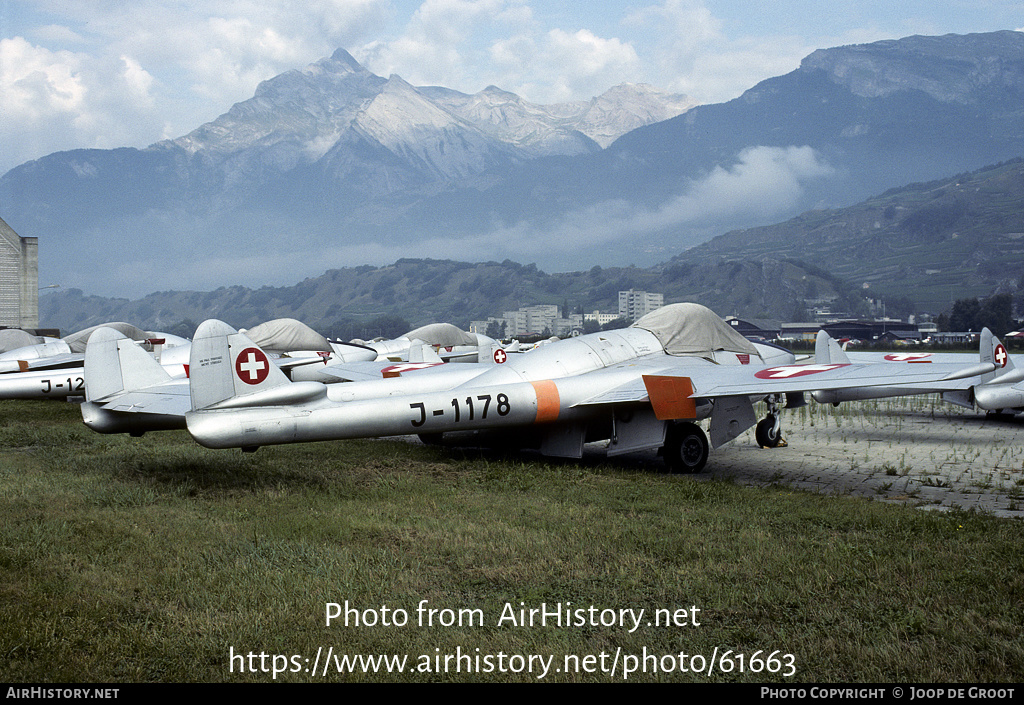 Aircraft Photo of J-1178 | De Havilland D.H. 100 Vampire FB6 | Switzerland - Air Force | AirHistory.net #61663