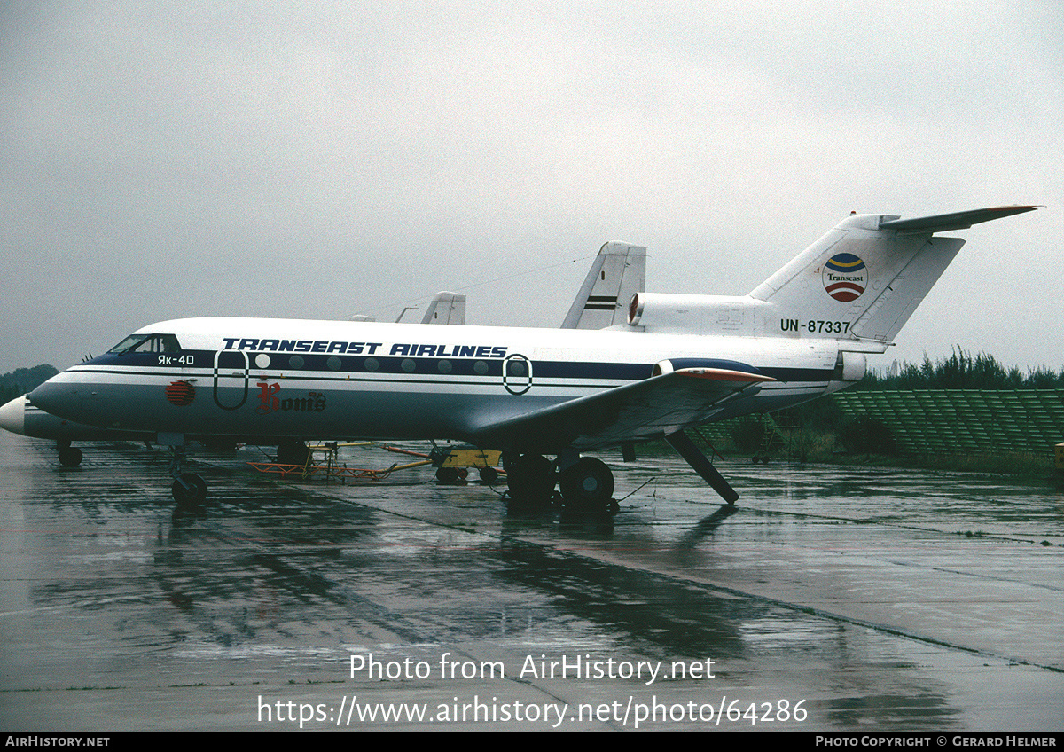 Aircraft Photo of UN-87337 | Yakovlev Yak-40 | Transeast Airlines | AirHistory.net #64286