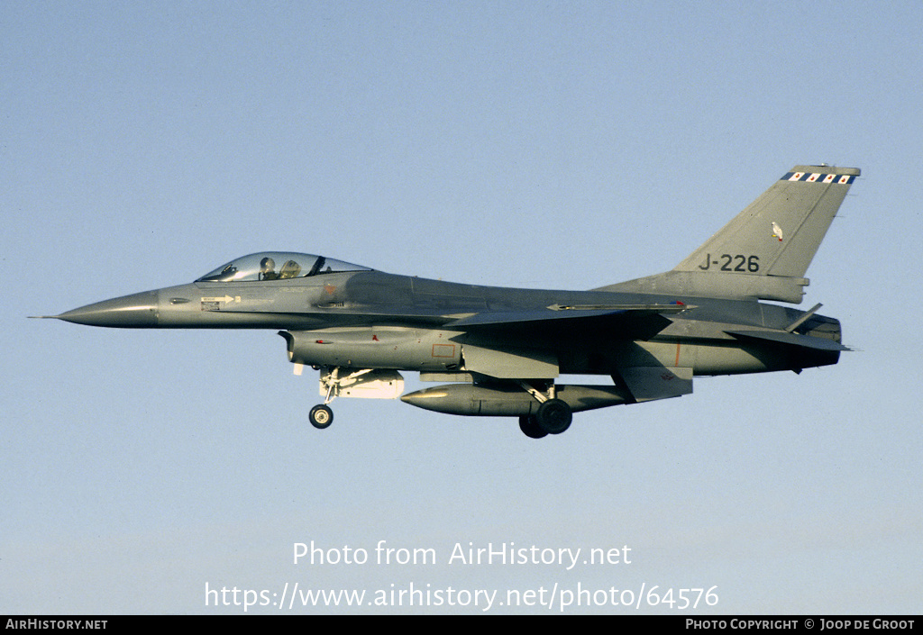 Aircraft Photo of J-226 | General Dynamics F-16A Fighting Falcon | Netherlands - Air Force | AirHistory.net #64576