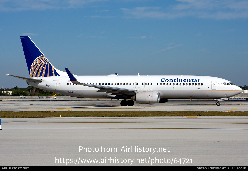 Aircraft Photo of N33203 | Boeing 737-824 | Continental Airlines | AirHistory.net #64721