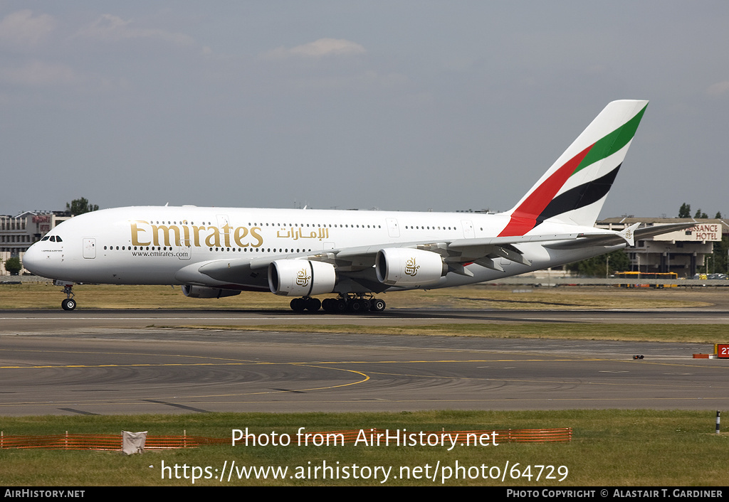 Aircraft Photo of A6-EDG | Airbus A380-861 | Emirates | AirHistory.net #64729