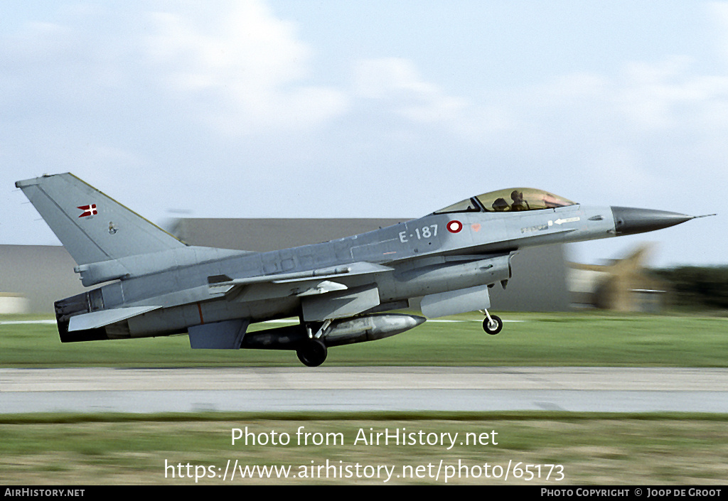 Aircraft Photo of E-187 | General Dynamics F-16AM Fighting Falcon | Denmark - Air Force | AirHistory.net #65173