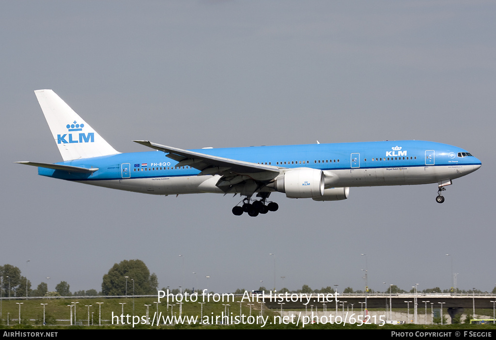 Aircraft Photo of PH-BQO | Boeing 777-206/ER | KLM - Royal Dutch Airlines | AirHistory.net #65215