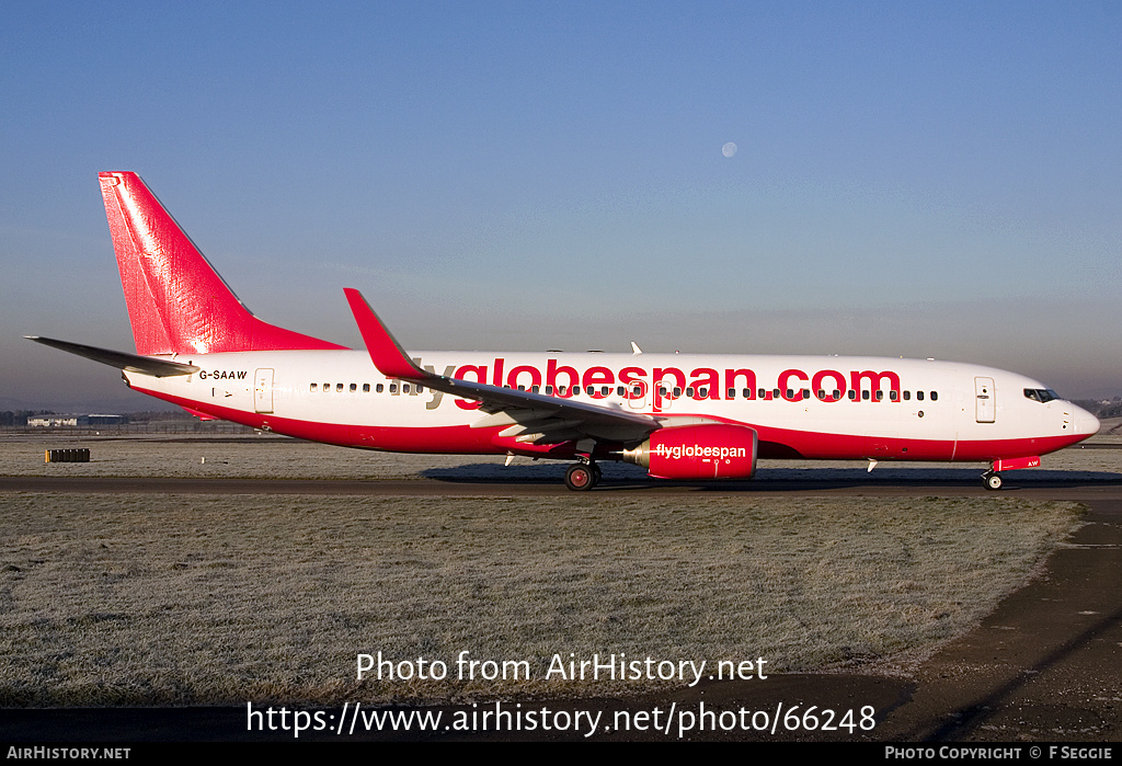 Aircraft Photo of G-SAAW | Boeing 737-8Q8 | Flyglobespan | AirHistory.net #66248