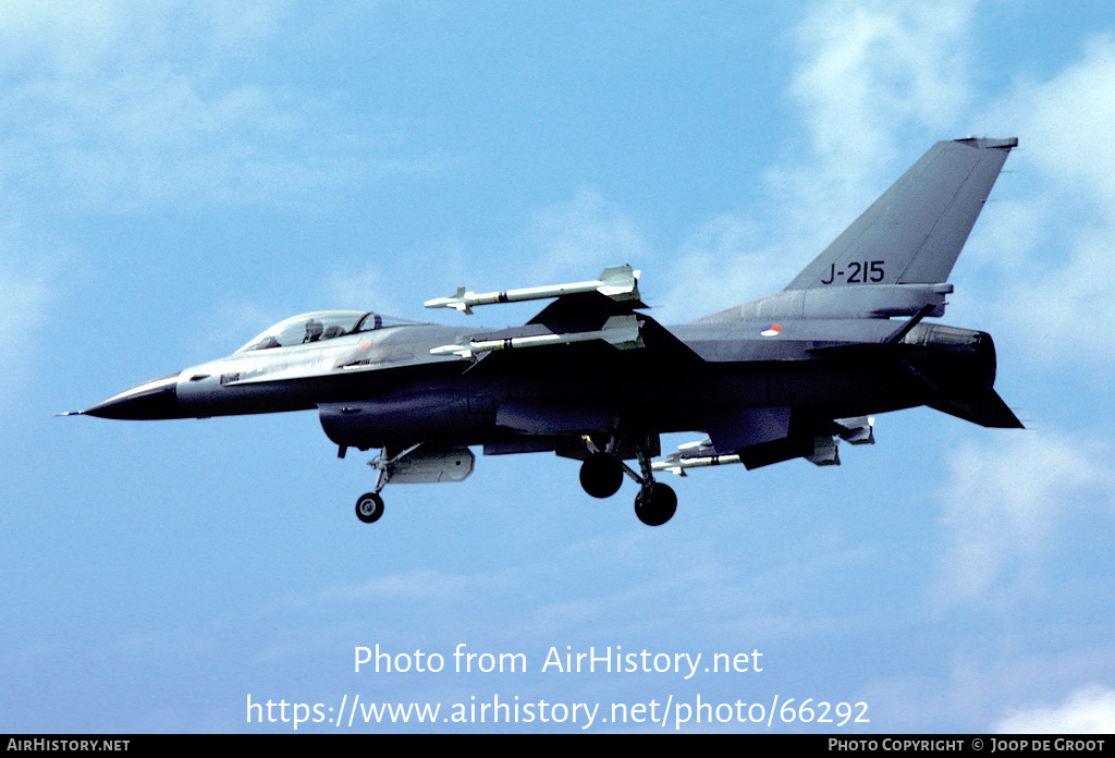 Aircraft Photo of J-215 | General Dynamics F-16A Fighting Falcon | Netherlands - Air Force | AirHistory.net #66292