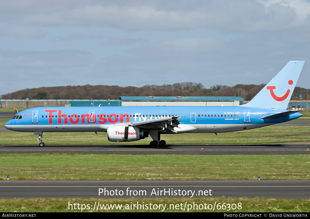 Aircraft Photo of G-BYAF | Boeing 757-204 | Thomsonfly | AirHistory.net #66308