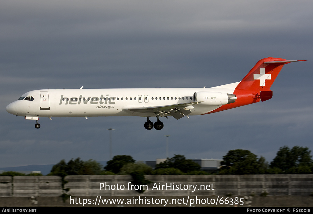 Aircraft Photo of HB-JVC | Fokker 100 (F28-0100) | Helvetic Airways | AirHistory.net #66385