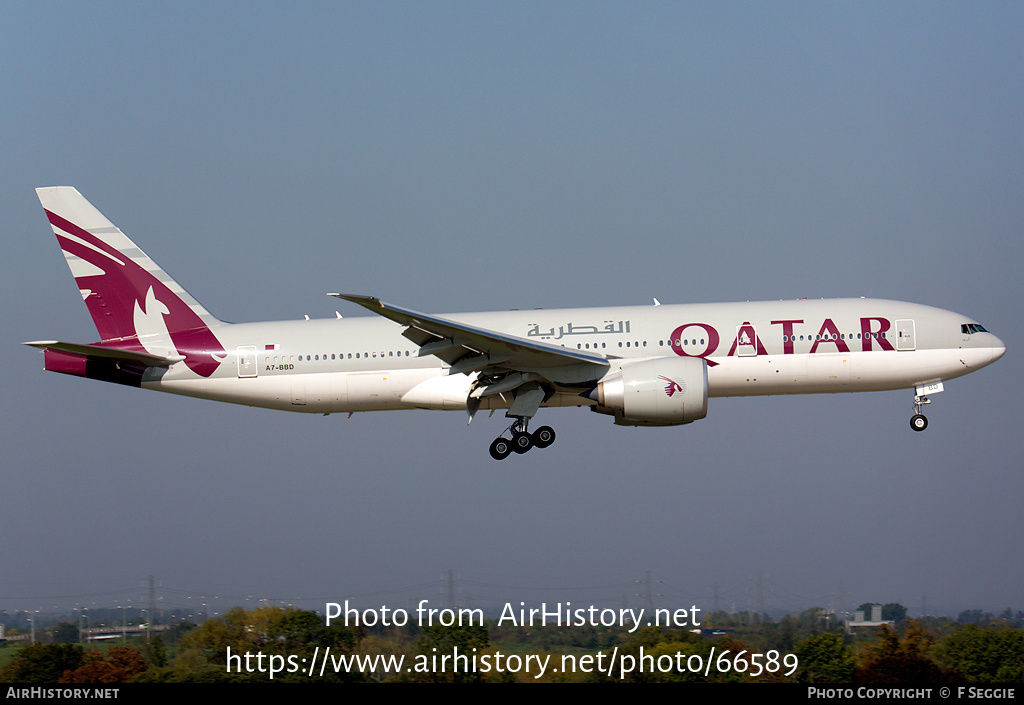 Aircraft Photo of A7-BBD | Boeing 777-2DZ/LR | Qatar Airways | AirHistory.net #66589