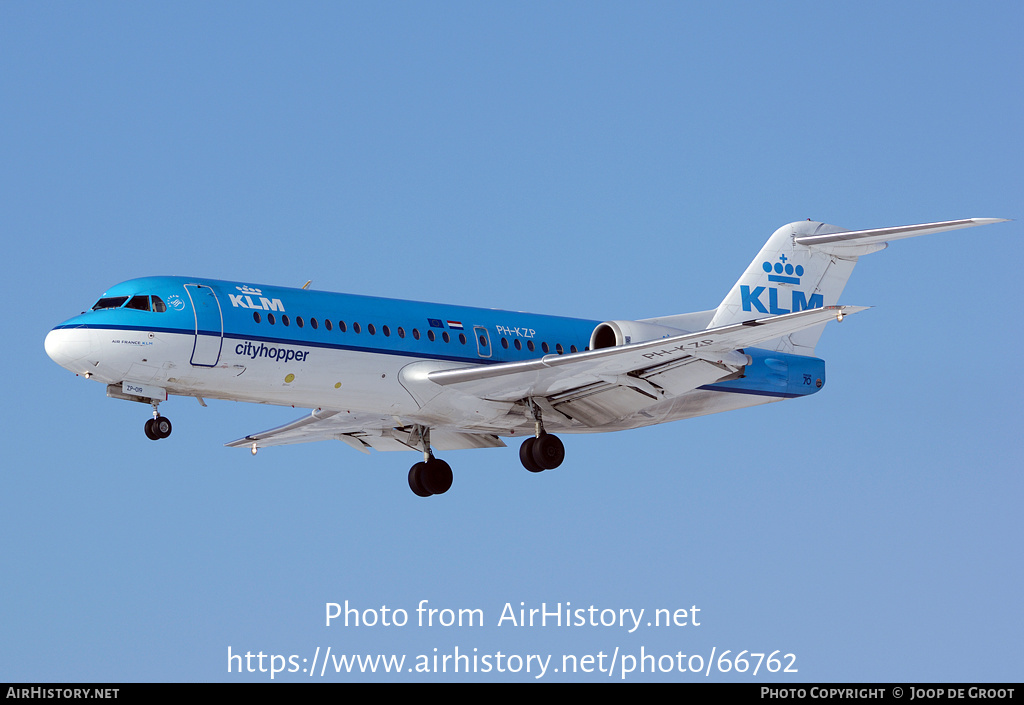 Aircraft Photo of PH-KZP | Fokker 70 (F28-0070) | KLM Cityhopper | AirHistory.net #66762