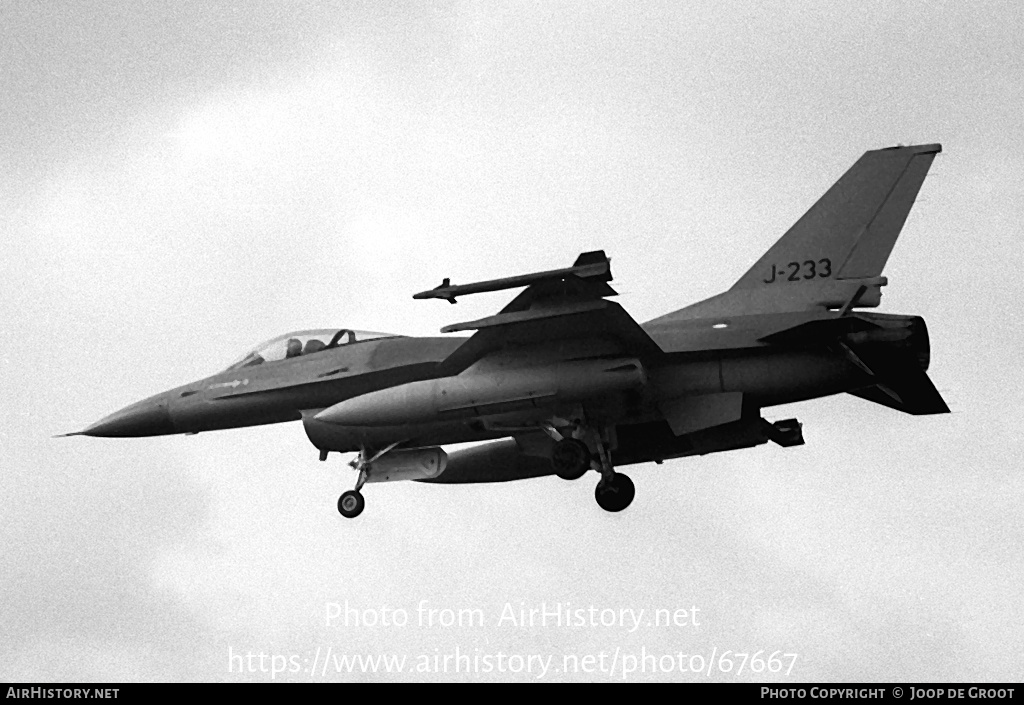 Aircraft Photo of J-233 | General Dynamics F-16A Fighting Falcon | Netherlands - Air Force | AirHistory.net #67667