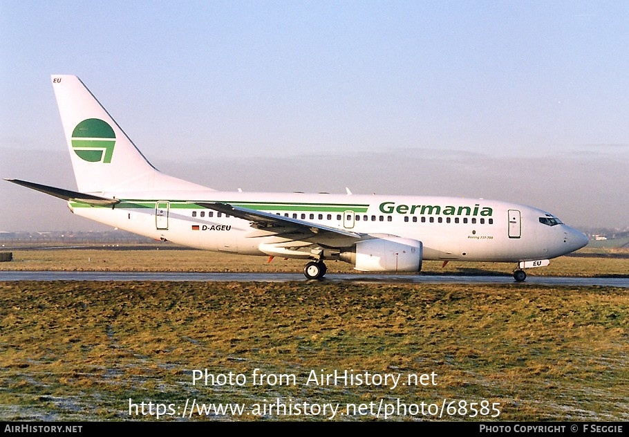 Aircraft Photo of D-AGEU | Boeing 737-75B | Germania | AirHistory.net #68585