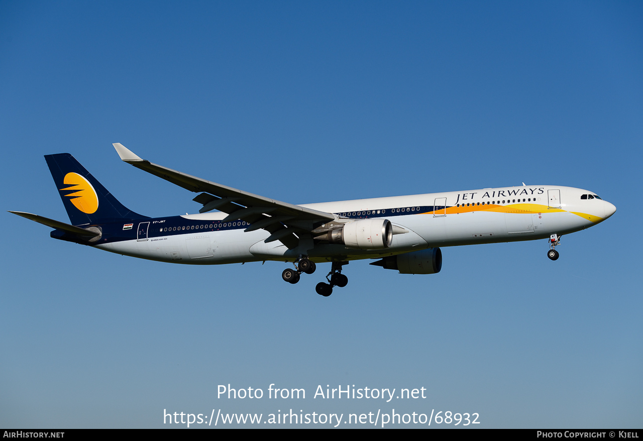 Aircraft Photo of VT-JWT | Airbus A330-302 | Jet Airways | AirHistory.net #68932