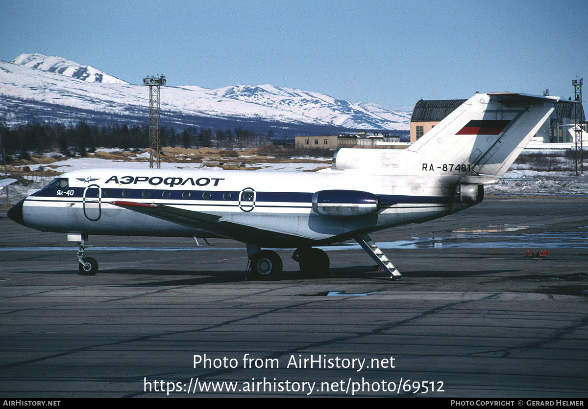 Aircraft Photo of RA-87481 | Yakovlev Yak-40 | Aeroflot | AirHistory.net #69512