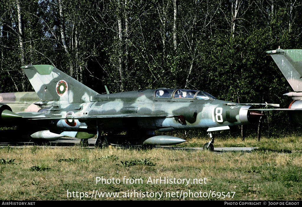 Aircraft Photo of 18 | Mikoyan-Gurevich MiG-21UM | Bulgaria - Air Force | AirHistory.net #69547