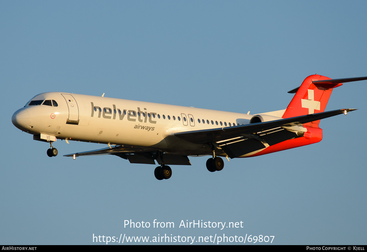 Aircraft Photo of HB-JVE | Fokker 100 (F28-0100) | Helvetic Airways | AirHistory.net #69807