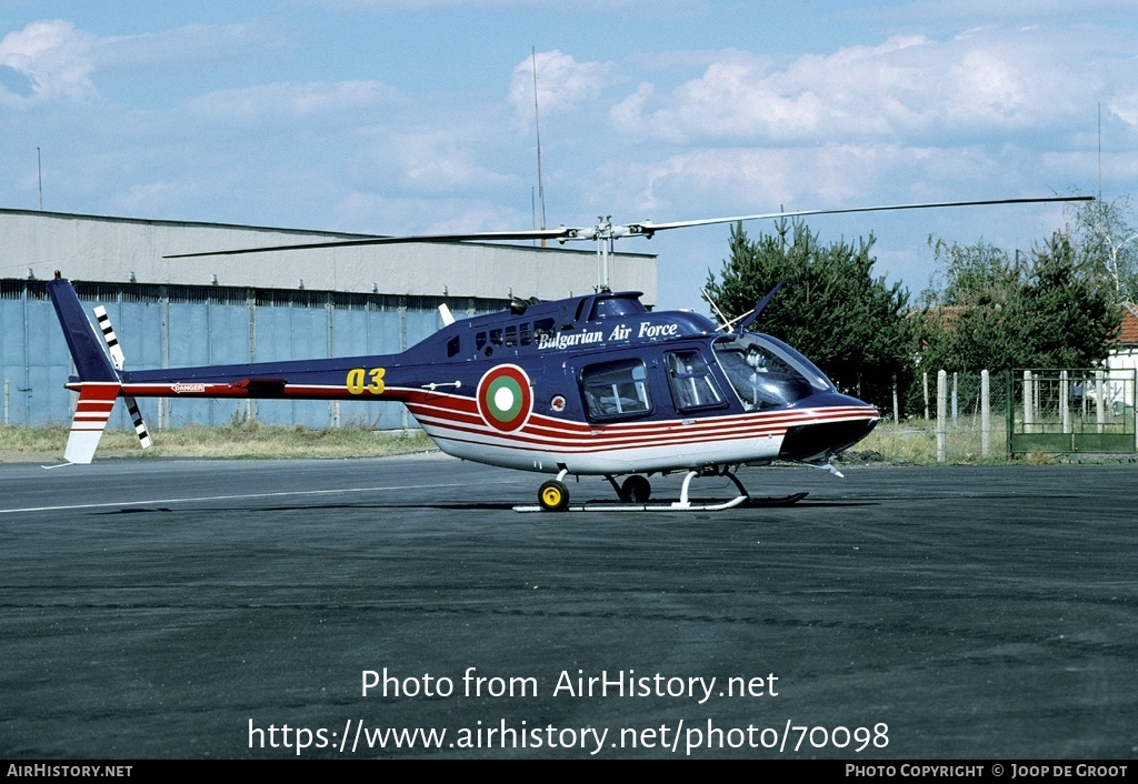 Aircraft Photo of 03 | Bell 206B-3 JetRanger III | Bulgaria - Air Force | AirHistory.net #70098