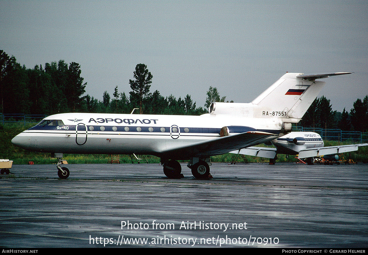 Aircraft Photo of RA-87551 | Yakovlev Yak-40 | Aeroflot | AirHistory.net #70910