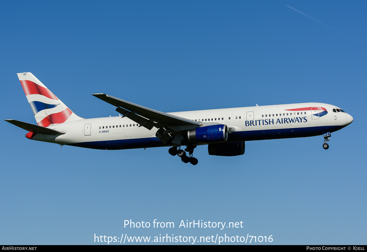 Aircraft Photo of G-BNWZ | Boeing 767-336/ER | British Airways | AirHistory.net #71016