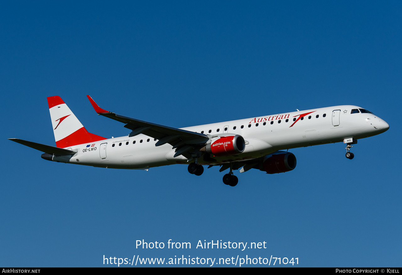 Aircraft Photo of OE-LWO | Embraer 195LR (ERJ-190-200LR) | Austrian Airlines | AirHistory.net #71041