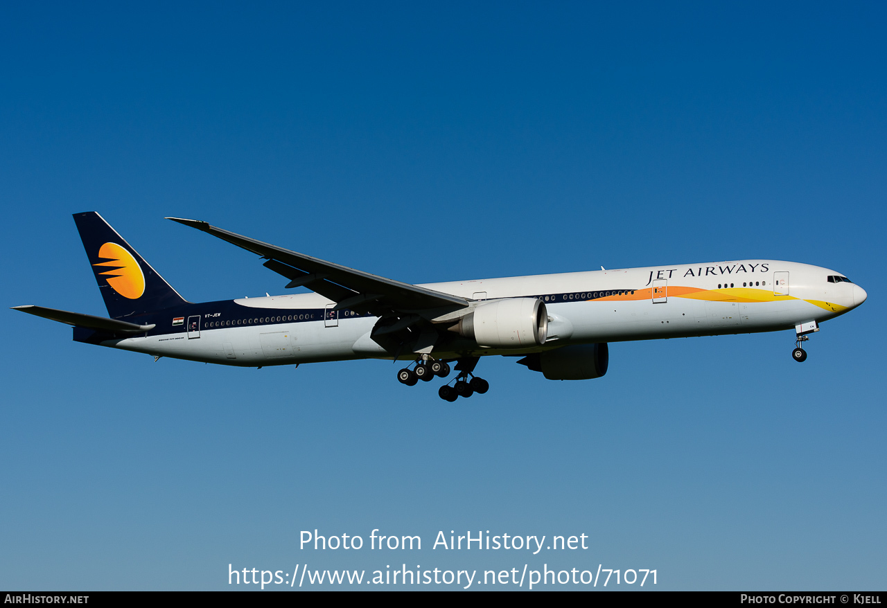 Aircraft Photo of VT-JEW | Boeing 777-35R/ER | Jet Airways | AirHistory.net #71071