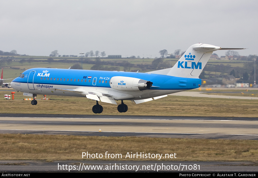 Aircraft Photo of PH-KZN | Fokker 70 (F28-0070) | KLM Cityhopper | AirHistory.net #71081